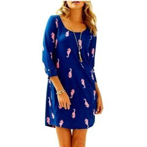 NWOT Lilly Pulitzer Ocean Ridge Dress Horsing Around Sea Horse Prints Size XS